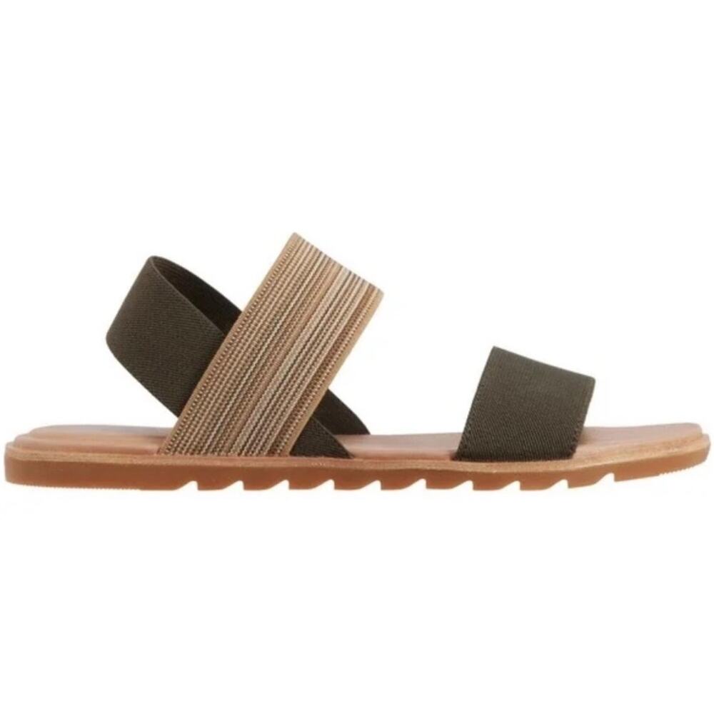 Sorel Ella Sandals Beige Tan Green Elastic StrapsWomen’s Size 6.5